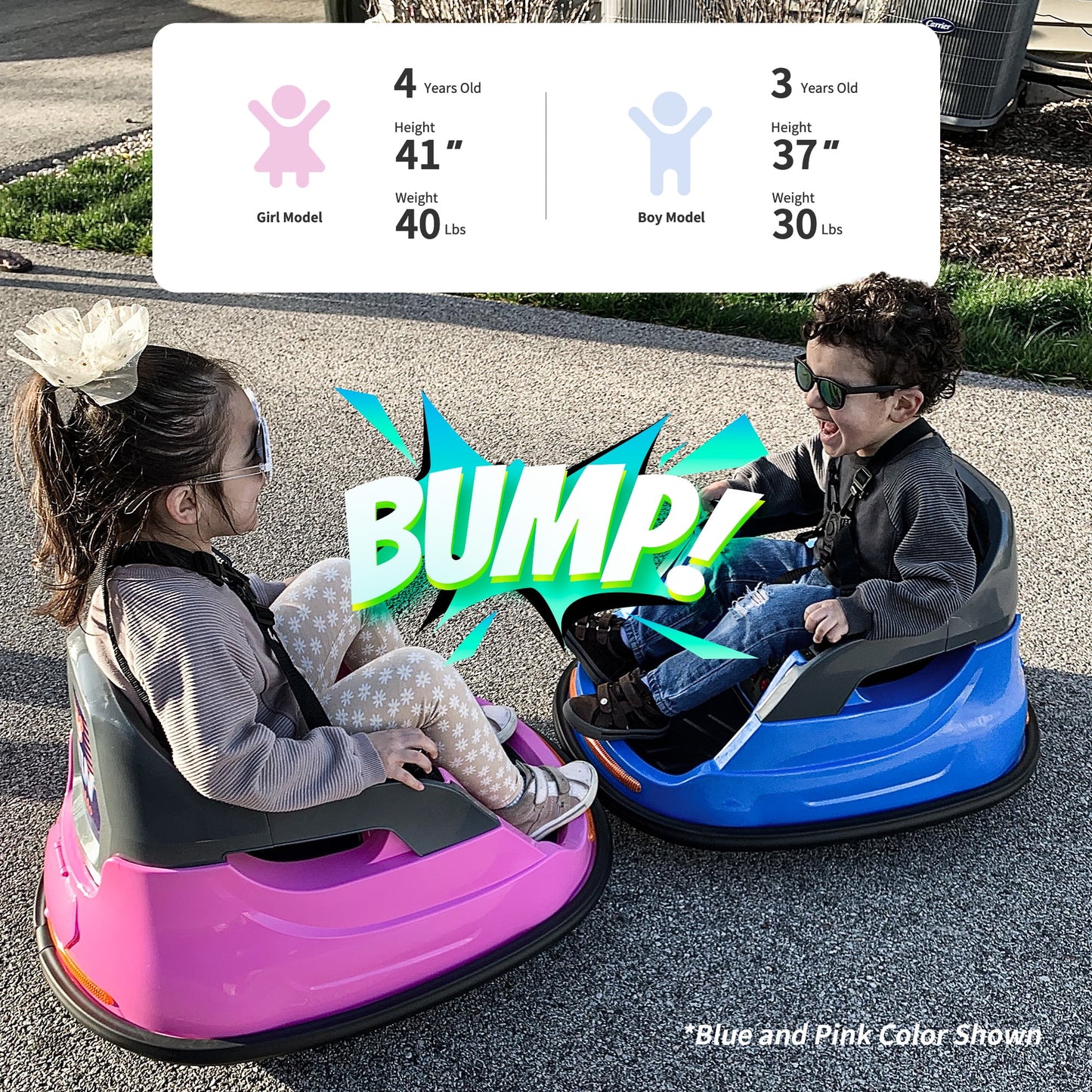Outfunny 12V Bumper Car for Kids, Ride on Toys Bumper Car for Toddlers with Remote & Music - Pink