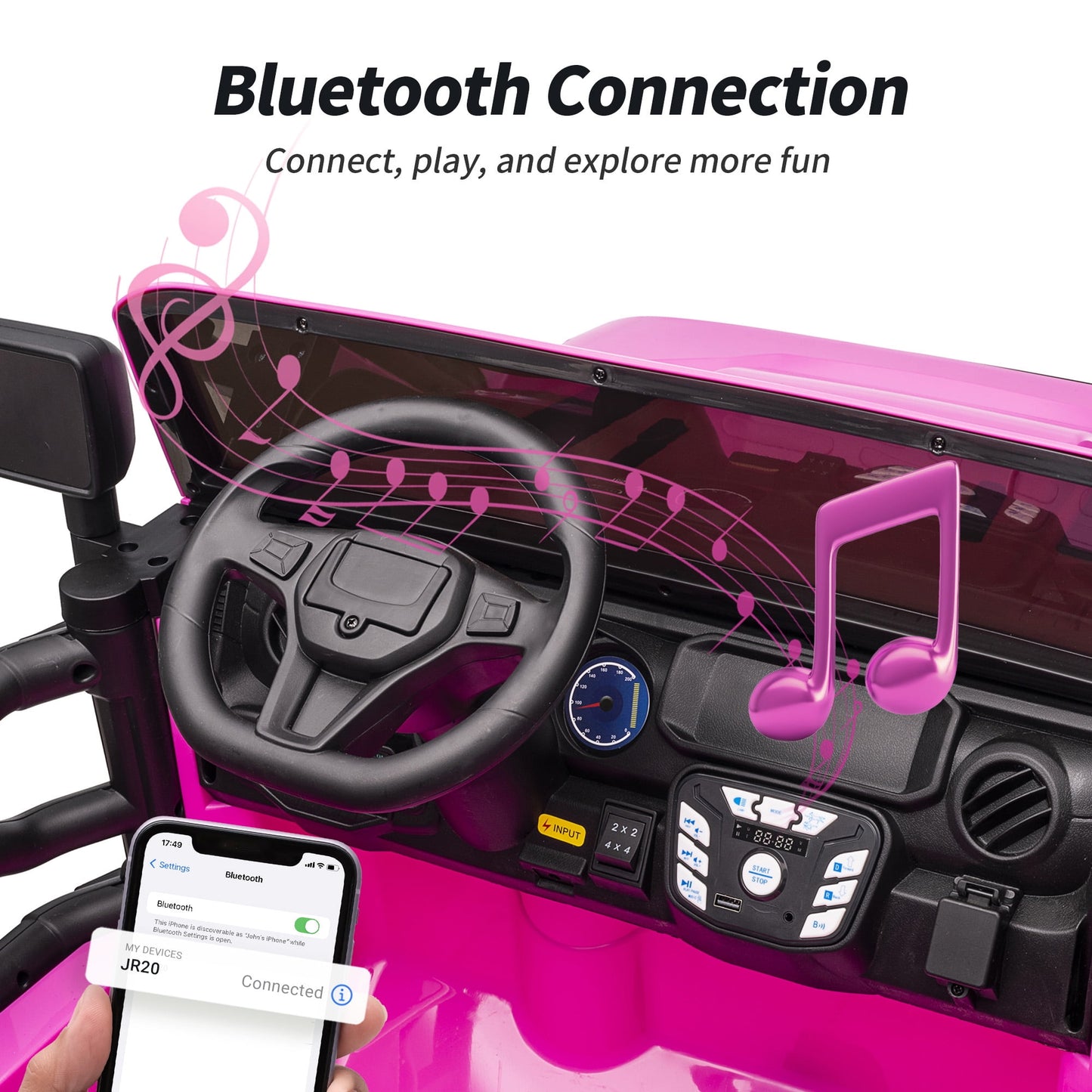 Outfunny 12V Kids Ride on Toys, 2 Seater Electric Ride on Truck Car for Big Kids with Remote, Bluetooth - Pink
