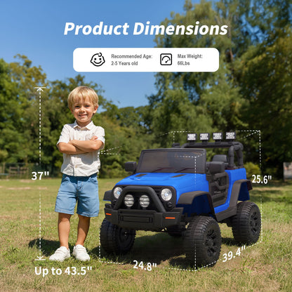 Outfunny 24 Volt Ride on Cars for Kids, Battery Operated Ride on Toy Truck w/ Remote, Bluetooth, 400W Power - Blue