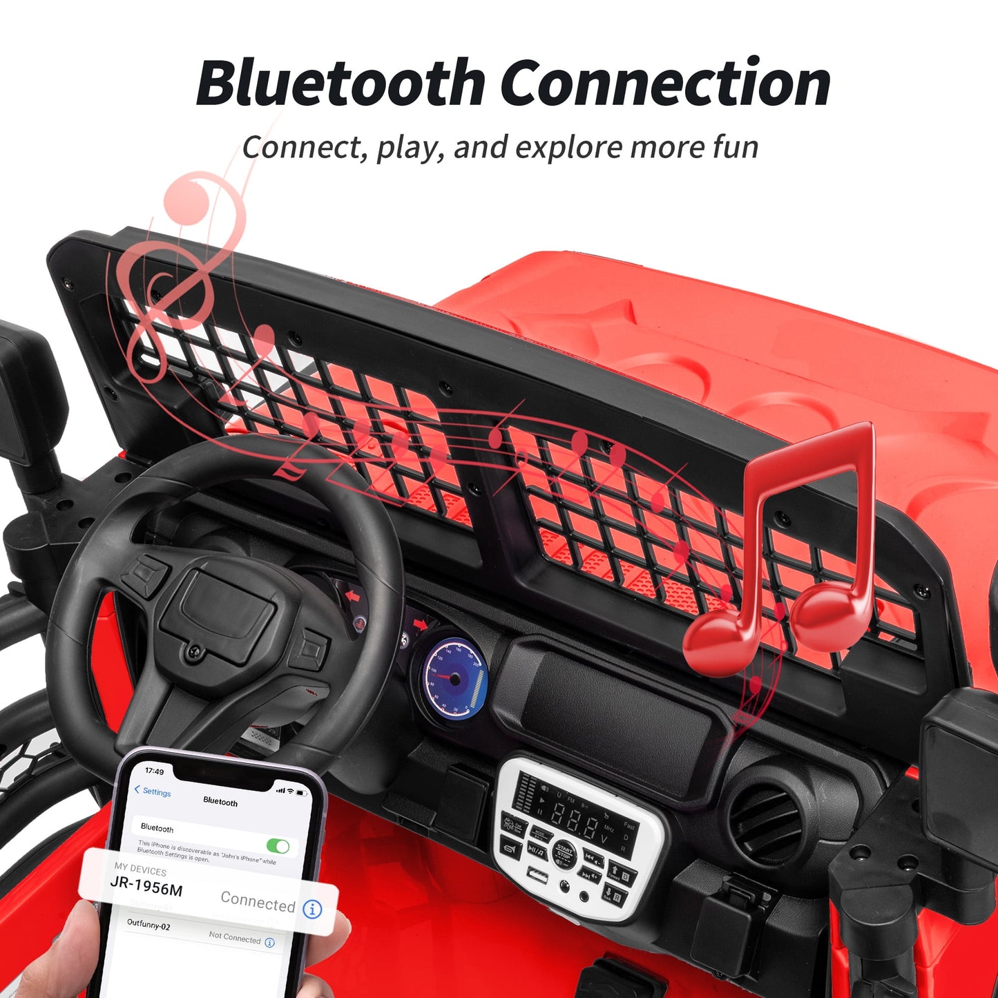Outfunny 12V 7Ah Kids Ride on Truck, 2 Seater Electric Ride on Toys Car for Big Kids w/ Remote, Bluetooth - Red