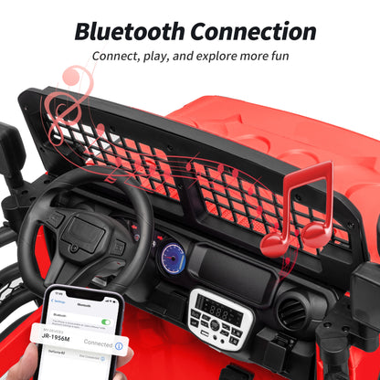 Outfunny 12V 7Ah Kids Ride on Truck, 2 Seater Electric Ride on Toys Car for Big Kids w/ Remote, Bluetooth - Red