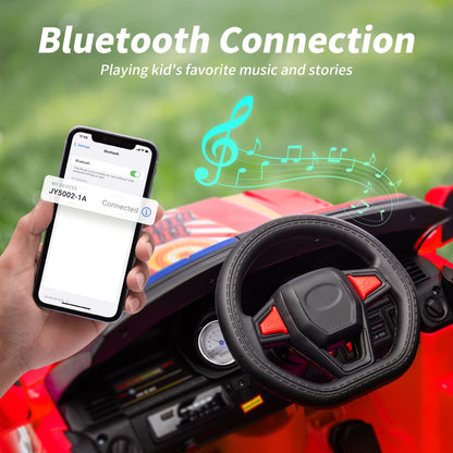 Outfunny Electric Police Car for Kids, 24 Volt Kids Ride on Toys w/ 400W Motors, Megaphone, Remote, Bluetooth - Red