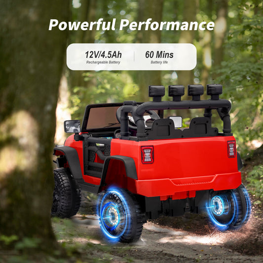 Outfunny 12 Volt Kids Ride on Truck, Battery Operated Electric Ride on Toy Car for Kids w/ Remote, Bluetooth - Red