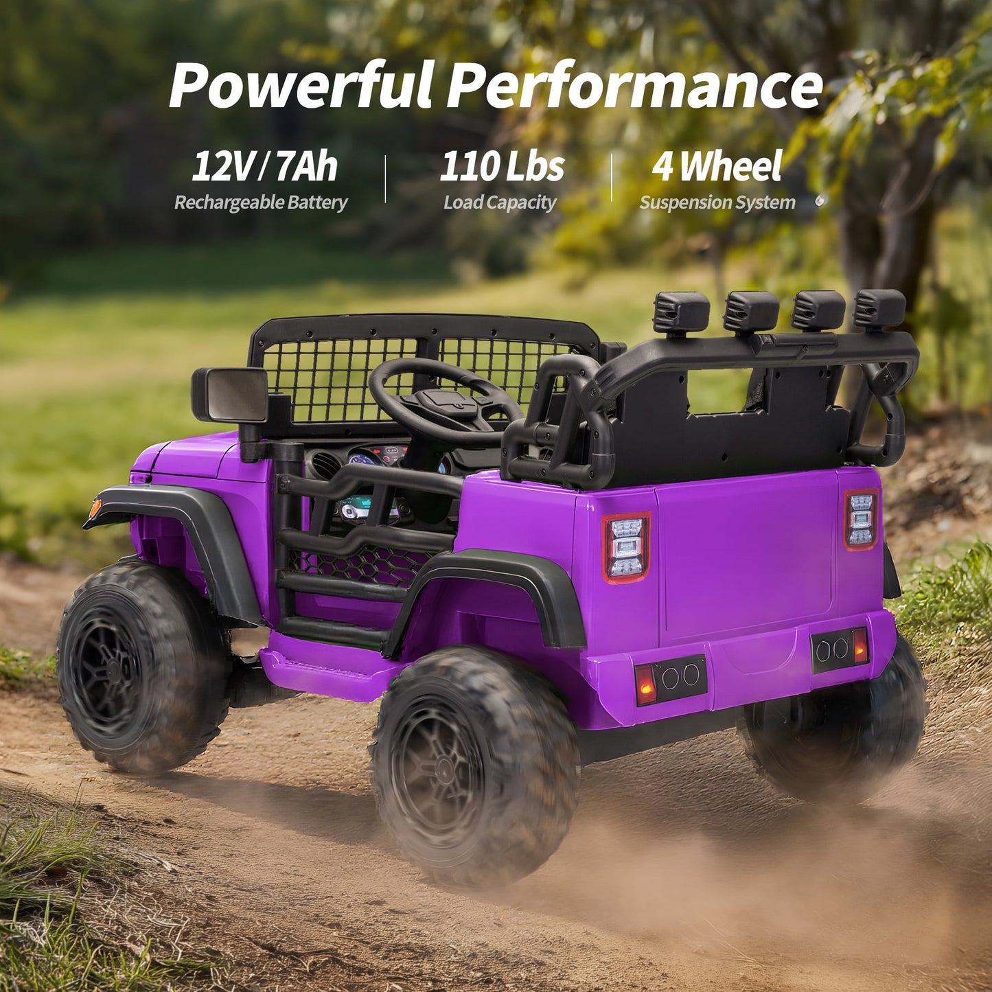 Outfunny 12V 7Ah Kids Ride on Truck, 2 Seater Electric Ride on Toys Car for Big Kids w/ Remote, Bluetooth - Purple