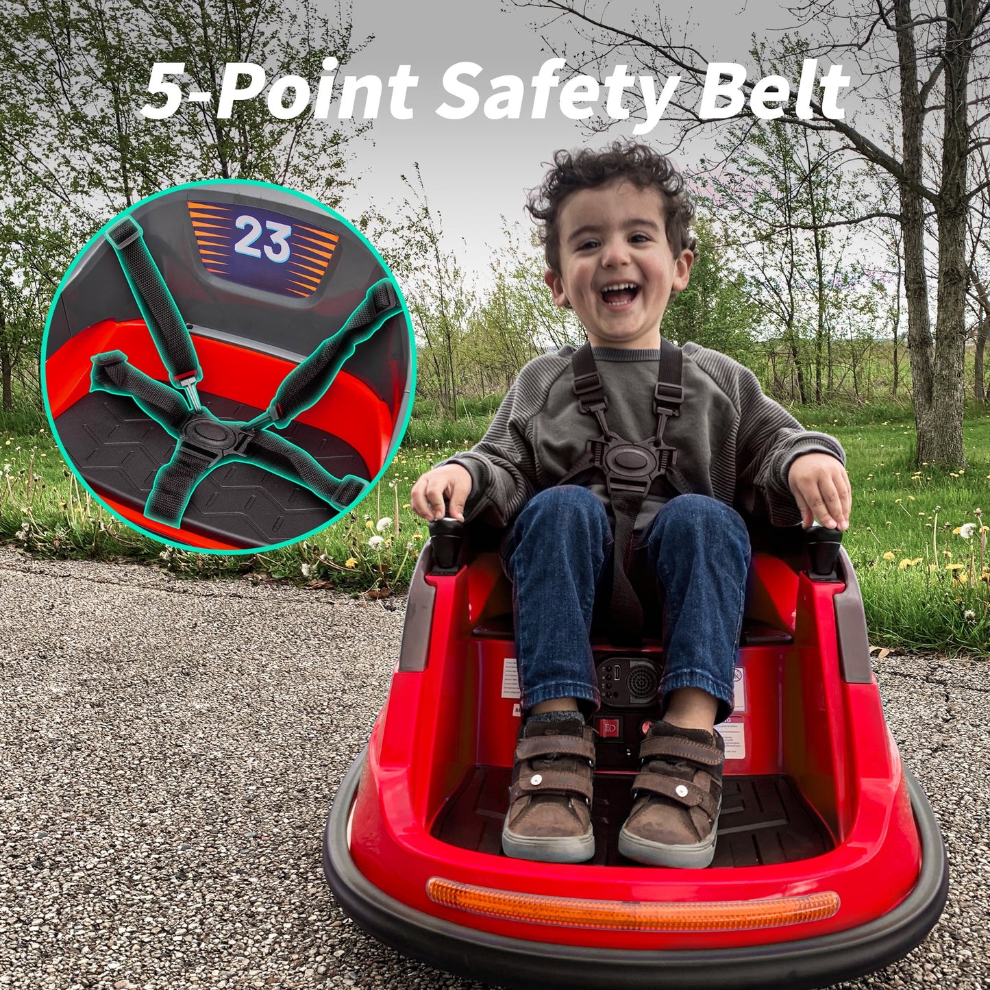 Outfunny 6V Bumper Car for Kids, Ride on Toys Bumper Car for Toddlers with Remote & Music - Red