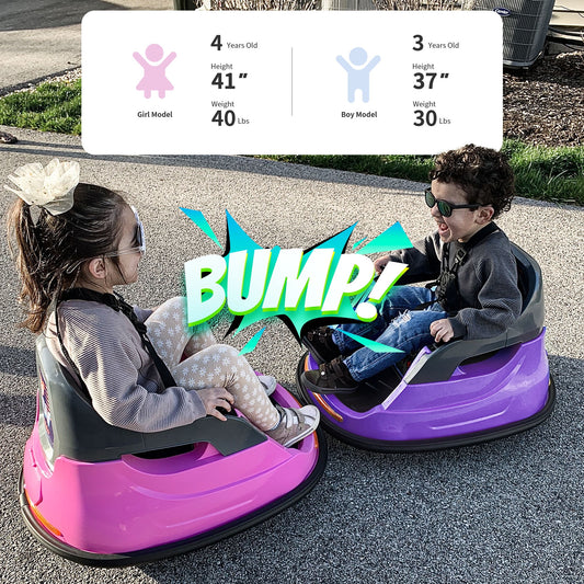 Outfunny 6V Bumper Car for Kids, Ride on Toys Bumper Car for Toddlers with Remote & Music - Purple