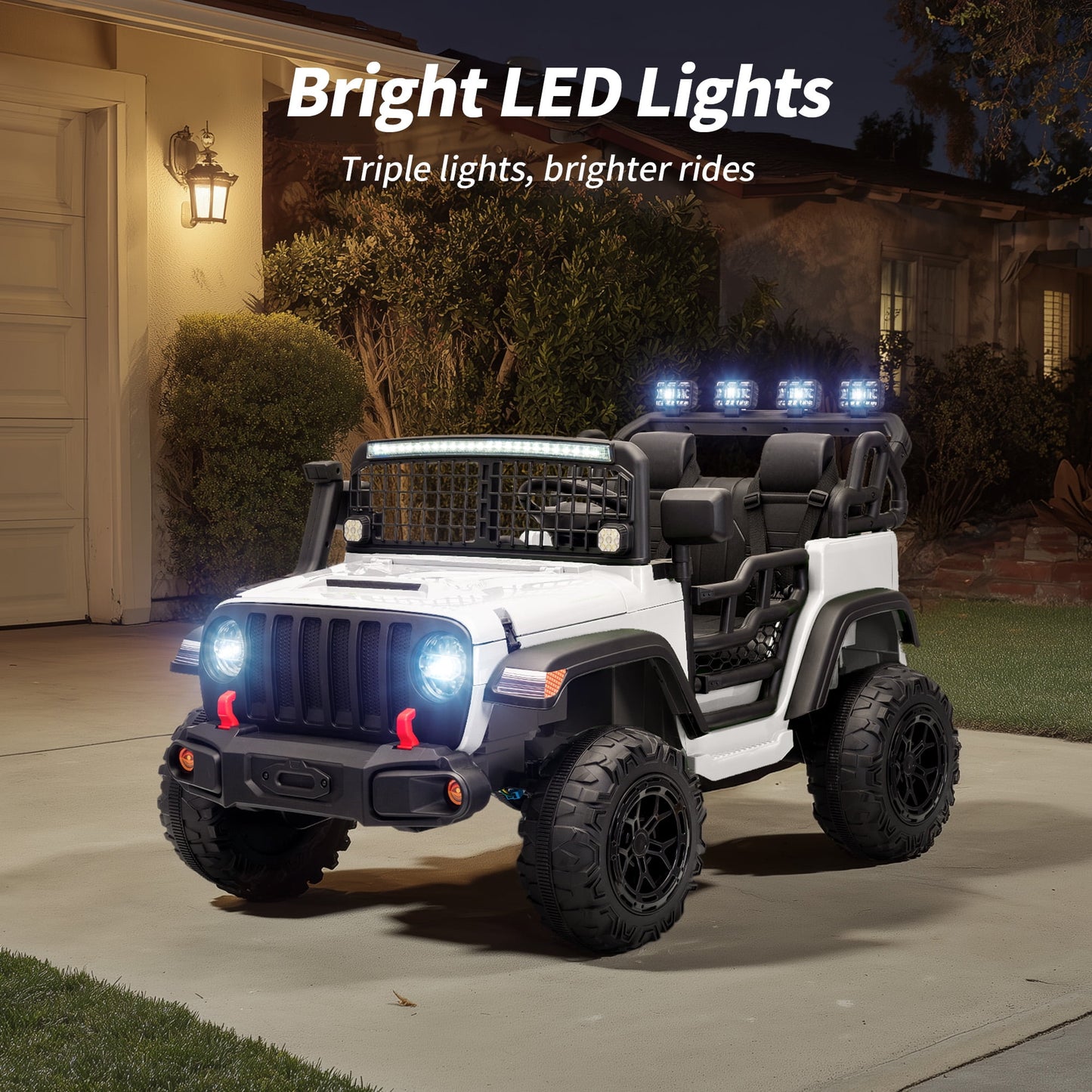 Outfunny 12V 7Ah Kids Ride on Truck, 2 Seater Electric Ride on Toys Car for Big Kids w/ Remote, Bluetooth - White
