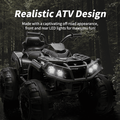 Outfunny 24V Kids 4 Wheeler, Electric ATV Quad Ride-on Toy for Big Kids Ages 3 and up, Black