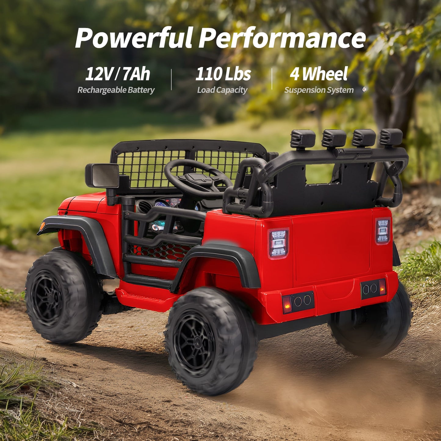 Outfunny 12V 7Ah Kids Ride on Truck, 2 Seater Electric Ride on Toys Car for Big Kids w/ Remote, Bluetooth - Red