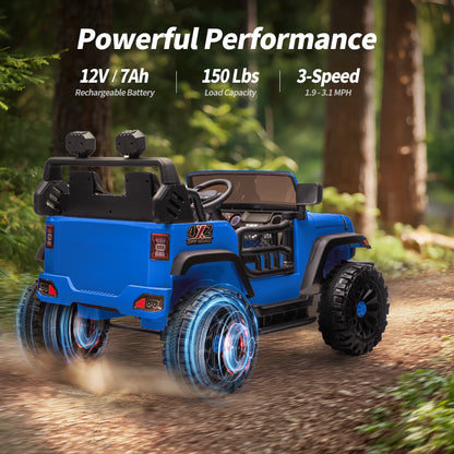 Outfunny 12V 7Ah Ride on Toy for Big Kids, 2 Seater Electric Ride on Car Truck w/ Remote, Bluetooth - Blue