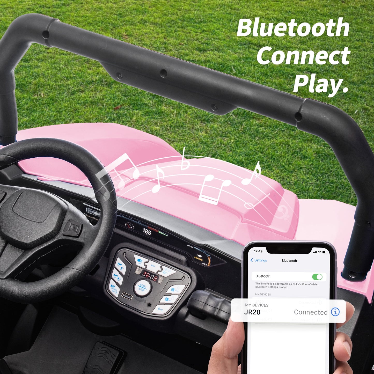 Outfunny 24V 10Ah Kids Ride on Toy, 4WD 2-Seater Electric Ride on Car UTV for Big Kids w/ Remote, Bluetooth - Pink