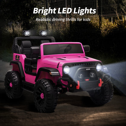 Outfunny 12V Kids Ride on Toys, 2 Seater Electric Ride on Truck Car for Big Kids with Remote, Bluetooth - Pink