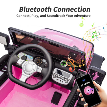 Outfunny 24V Kids Ride on Toy, Ride on Truck Electric Car for Kids with Remote Control, Bluetooth, Light Pink