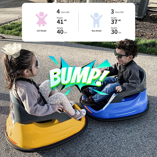 Outfunny 6V Bumper Car for Kids, Ride on Toys Bumper Car for Toddlers with Remote & Music - Yellow