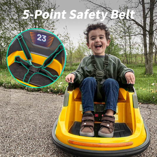 Outfunny 12V Bumper Car for Kids, Ride on Toys Bumper Car for Toddlers with Remote & Music - Yellow