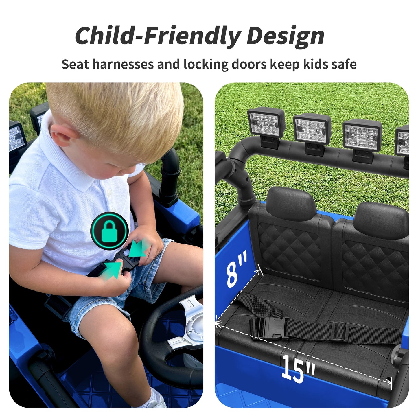 Outfunny 24 Volt Ride on Cars for Kids, Battery Operated Ride on Toy Truck w/ Remote, Bluetooth, 400W Power - Blue