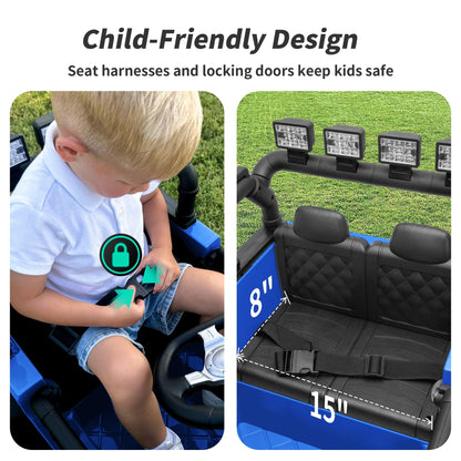 Outfunny 24 Volt Ride on Cars for Kids, Battery Operated Ride on Toy Truck w/ Remote, Bluetooth, 400W Power - Blue