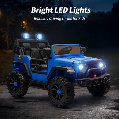 Outfunny 24V Electric Ride on Car for Big Kids, 4WD 2 Seater Ride on Toy Truck w/Remote, Bluetooth, 4x200W Motors - Blue