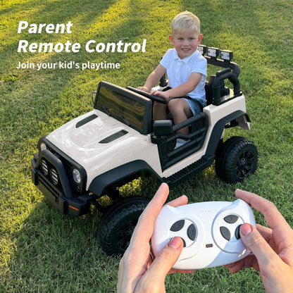 Outfunny 24 Volt Ride on Cars for Kids, Battery Operated Ride on Toy Truck w/ Remote, Bluetooth, 400W Power - White