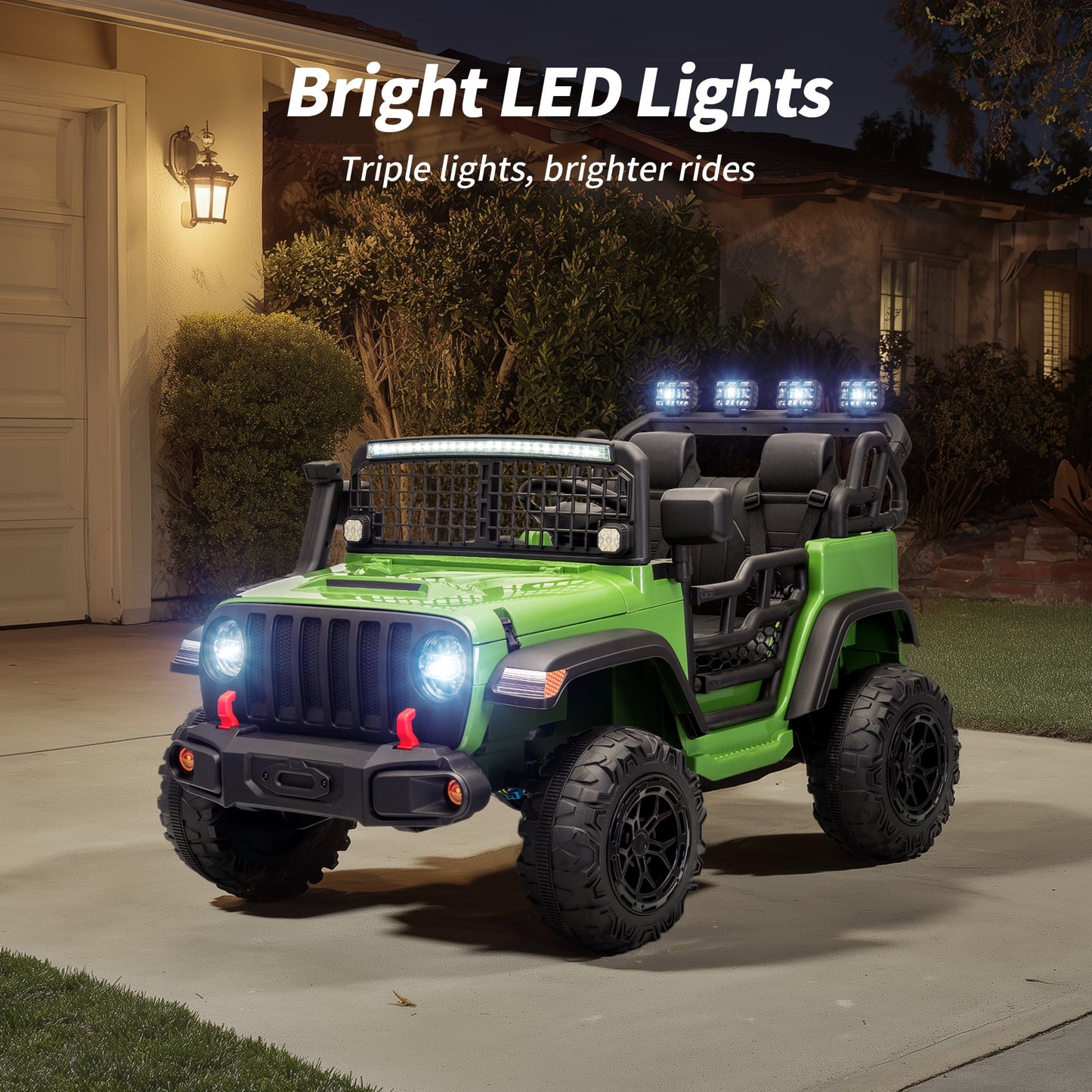 Outfunny 12V 7Ah Kids Ride on Truck, 2 Seater Electric Ride on Toys Car for Big Kids w/ Remote, Bluetooth - Green