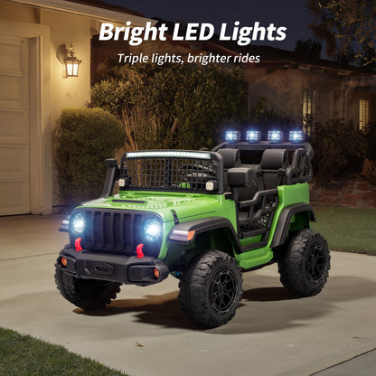 Outfunny 12V 7Ah Kids Ride on Truck, 2 Seater Electric Ride on Toys Car for Big Kids w/ Remote, Bluetooth - Green
