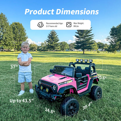 Outfunny 24V Kids Ride on Toy, Ride on Truck Electric Car for Kids with Remote Control, Bluetooth, Light Pink